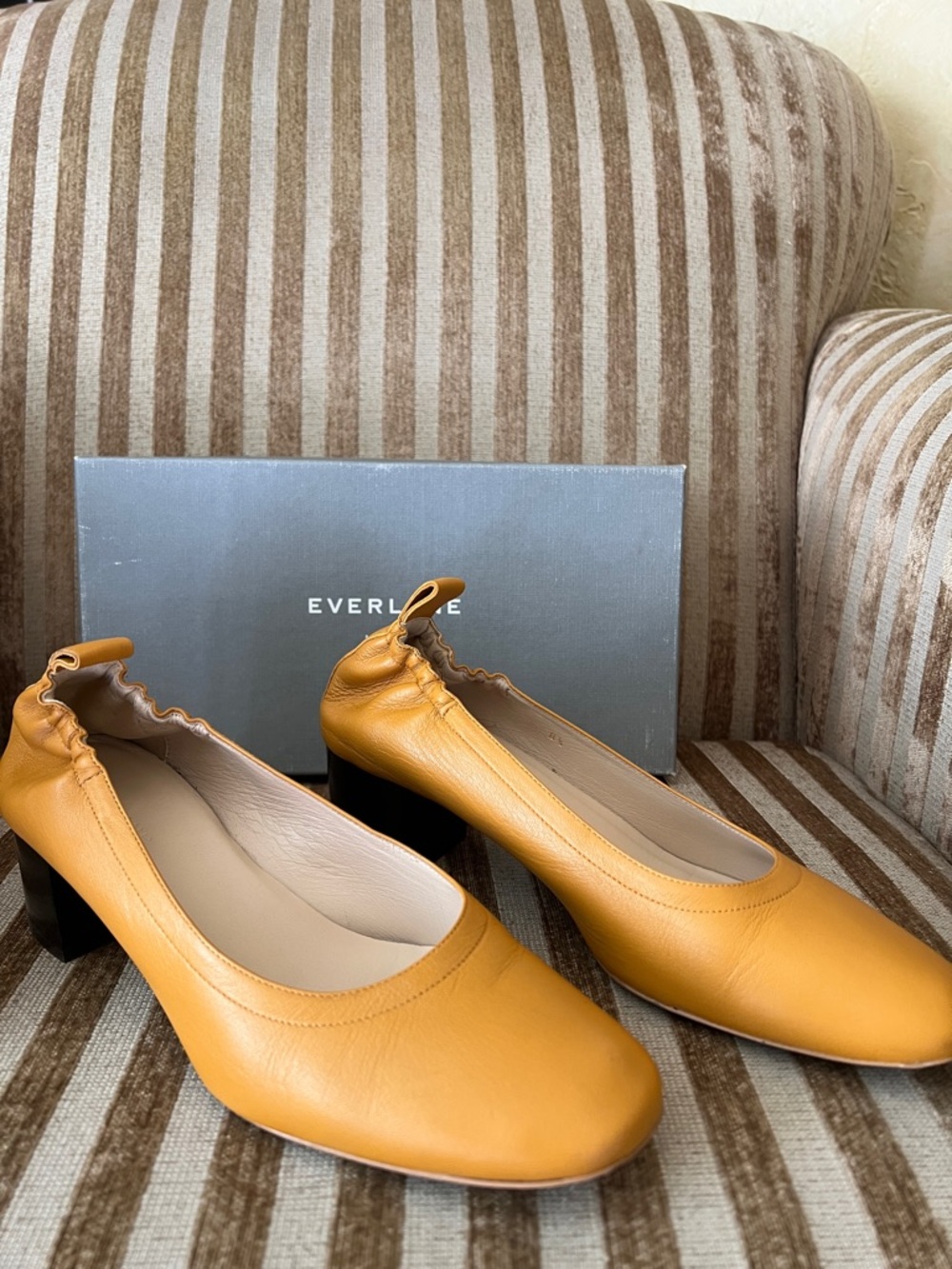Everlane The Day Heel Honey Stacked